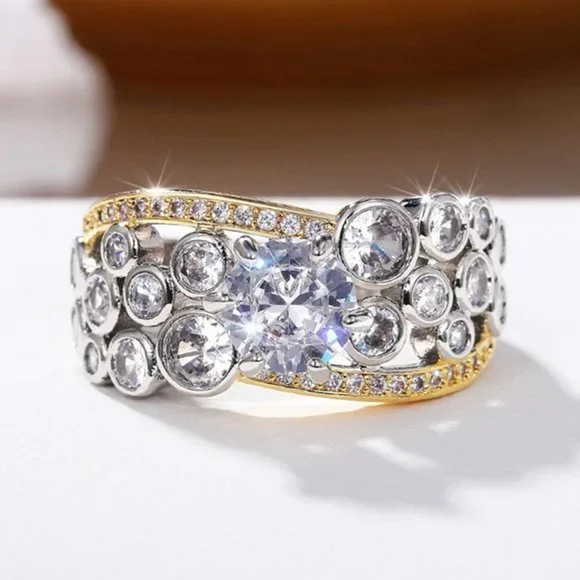 925 Silver Plated 4A Round Brilliant Cut CZ Wedding Ring, MLNN1058 - Picture 5 of 5